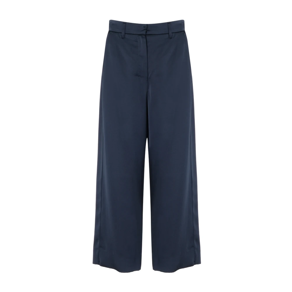 Max Mara Blauwe Monza Wijde Broek met Korte Pijpen Blue Dames