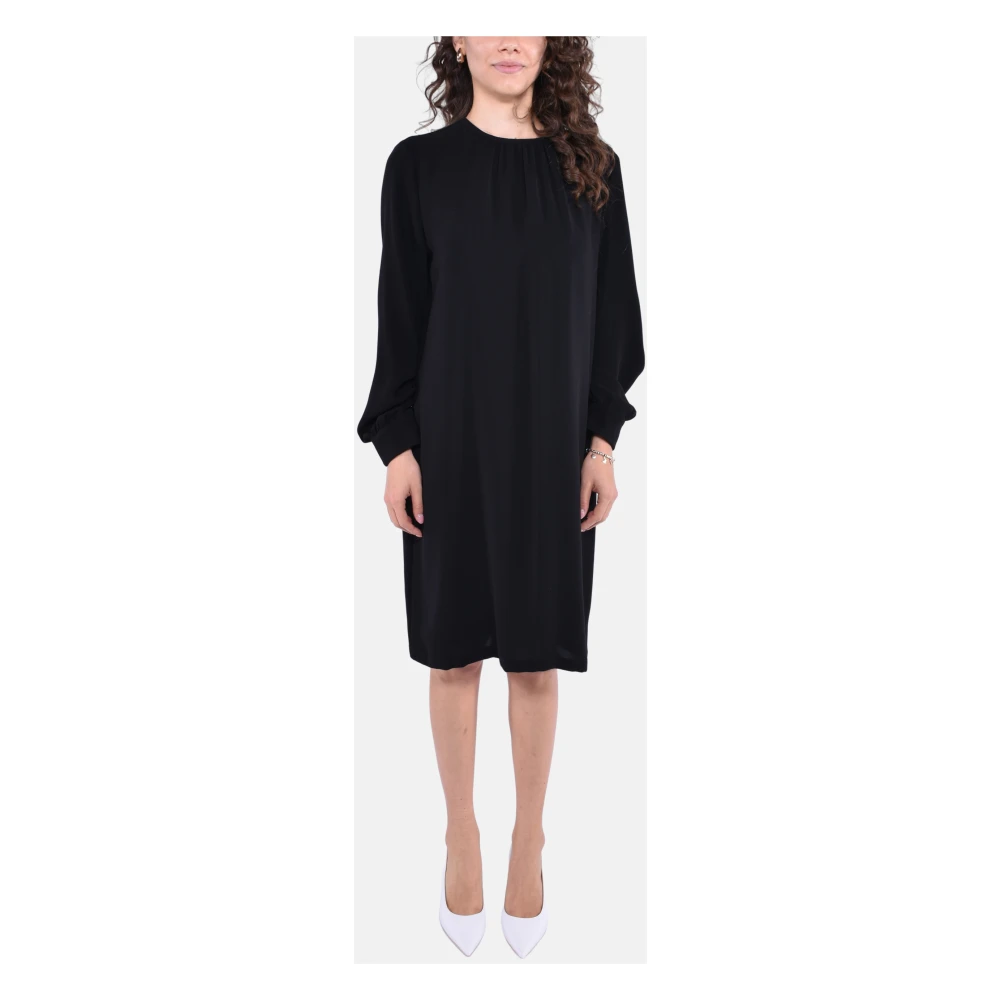 Max Mara Studio Korte cady jurk met lantaarnmouwen Black Dames