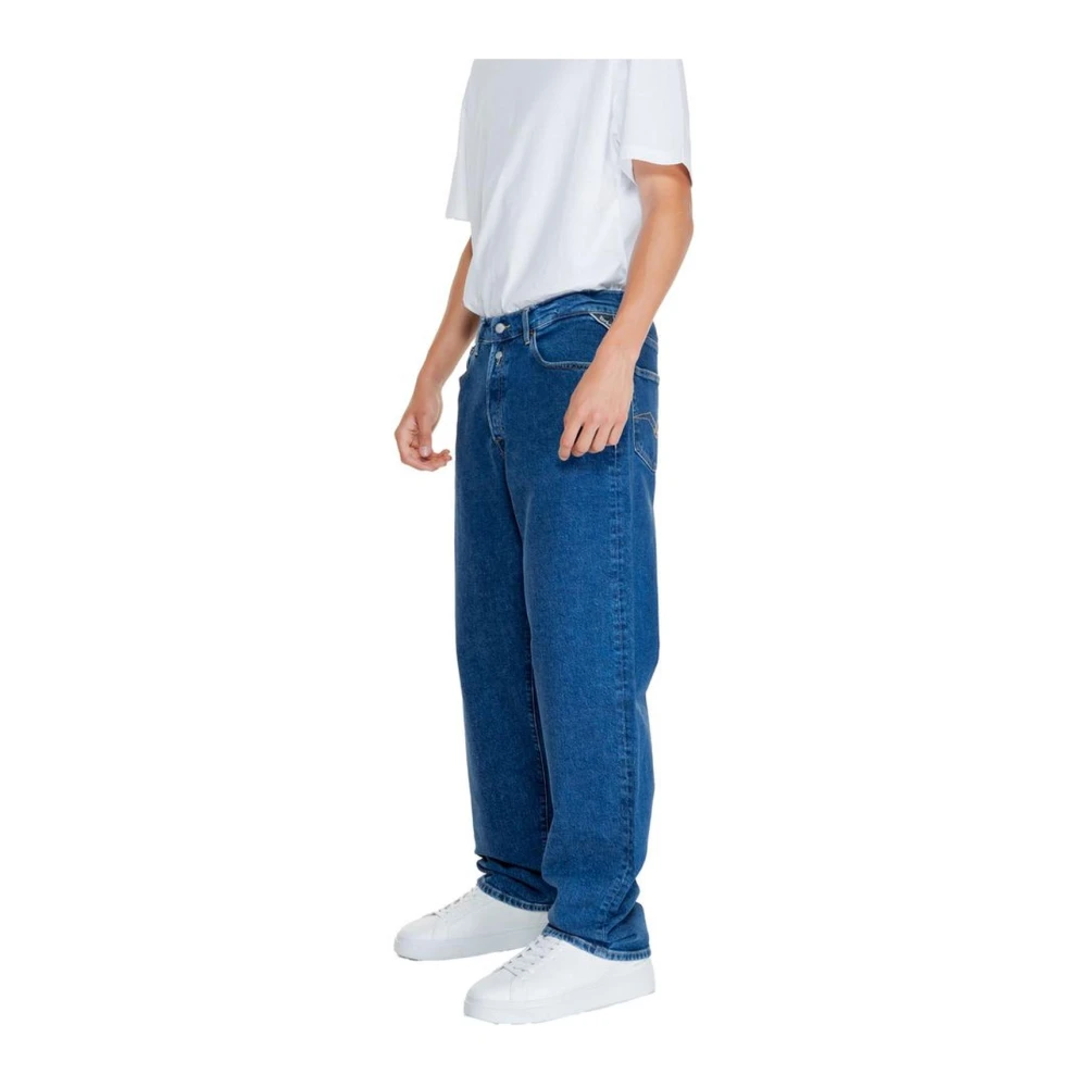 Replay Blauwe Straight Jeans van Katoenmix Blue Heren