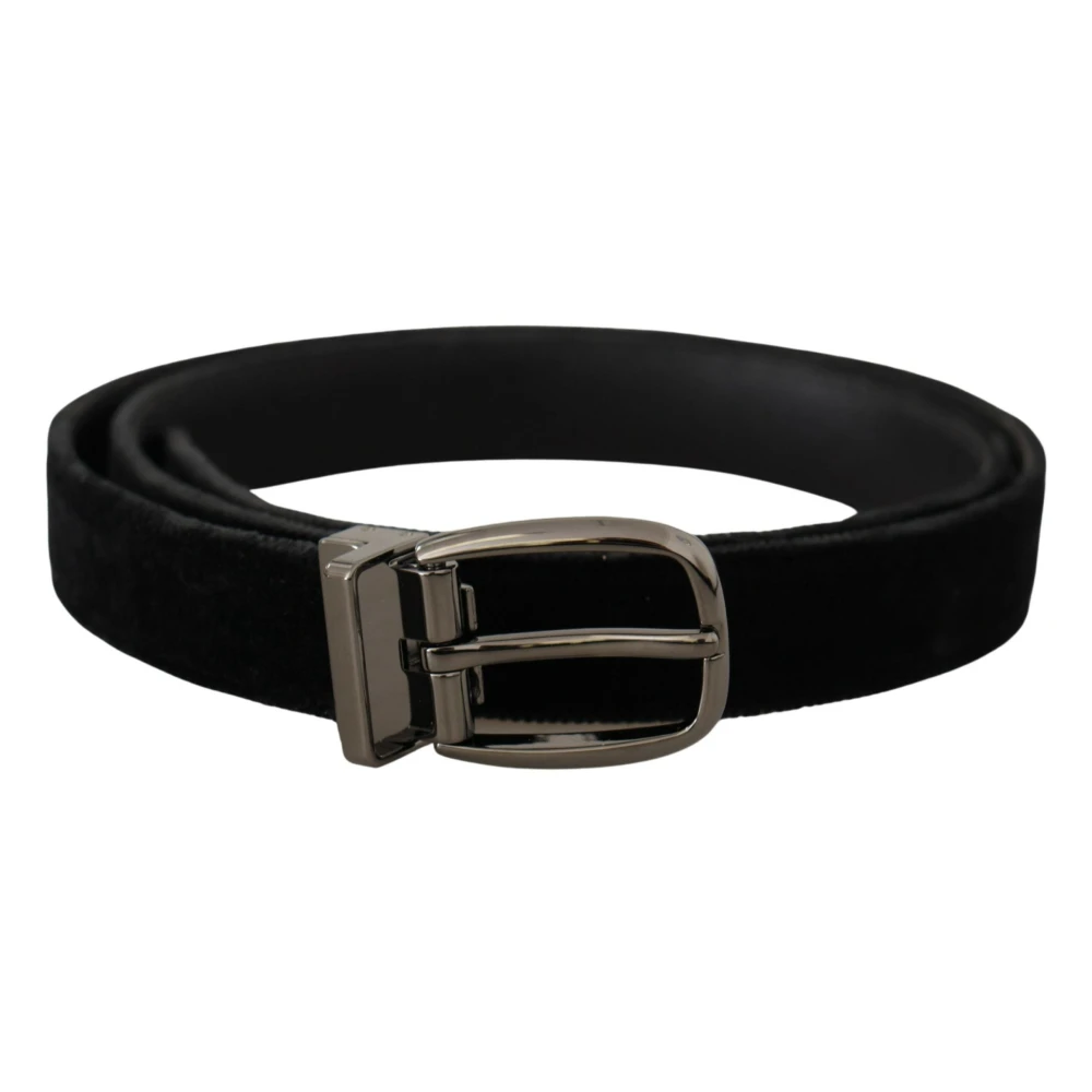 Dolce & Gabbana Elegante Designer Fluweel Riem Black Heren