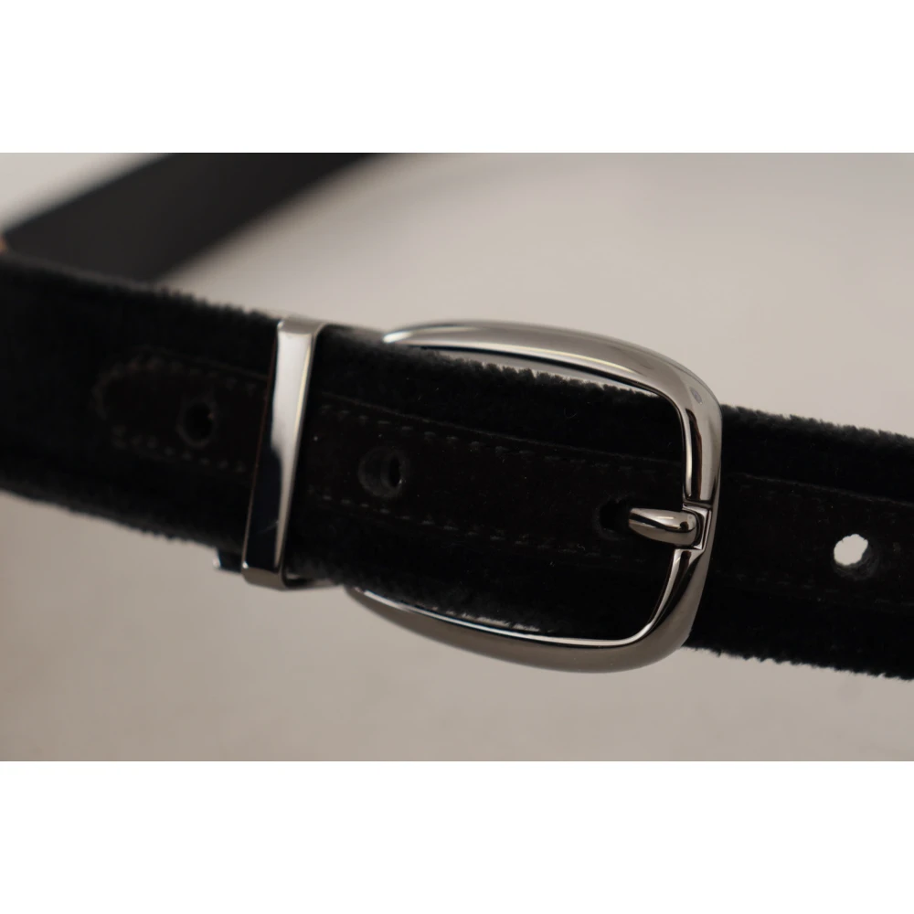 Dolce & Gabbana Elegante Designer Fluweel Riem Black Heren