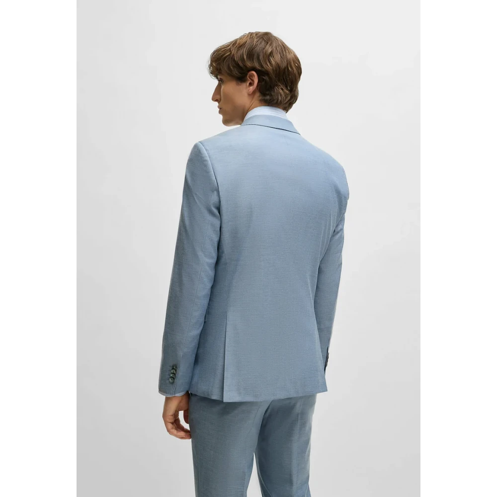 Boss Single Breasted Suits Blue Heren
