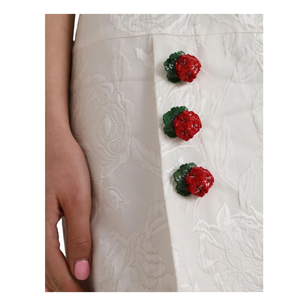Dolce & Gabbana A-lijn Mini Rok met Aardbeienprint White Dames