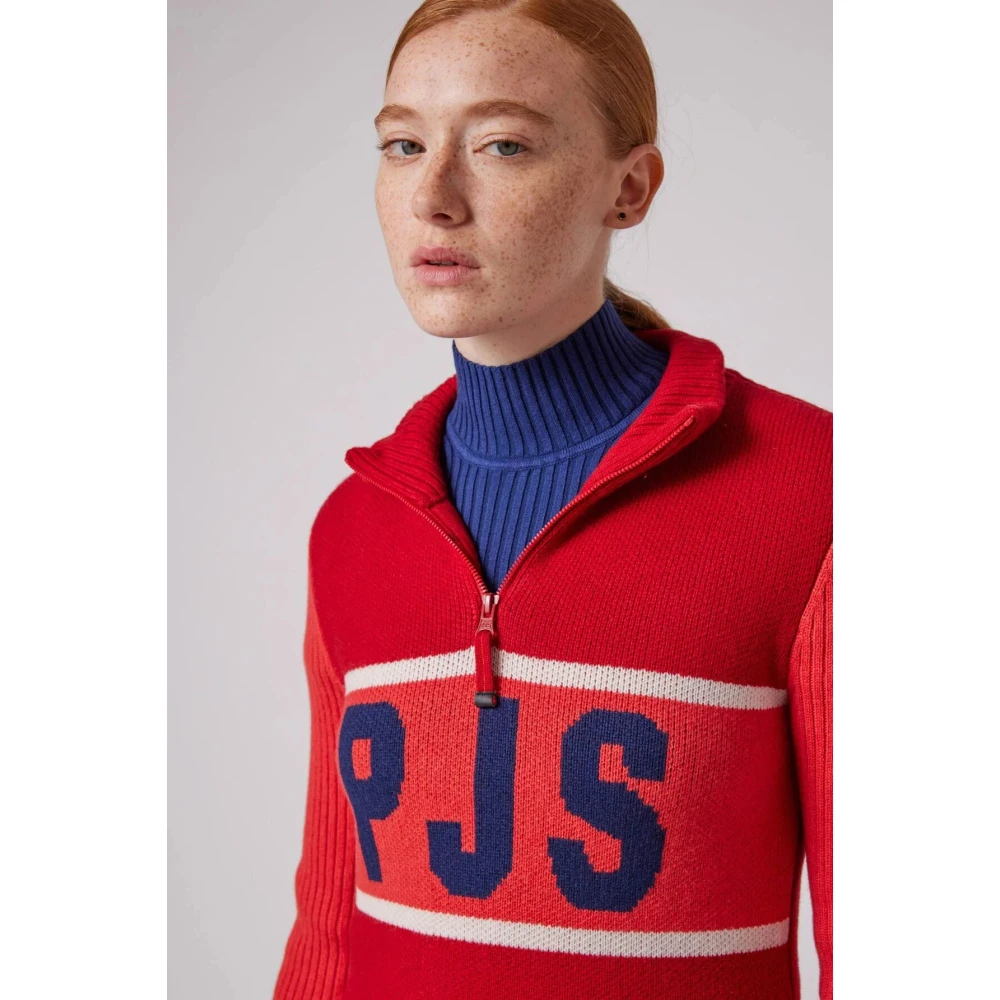 Parajumpers Merino Wol Rits Ski Sweater Red Dames