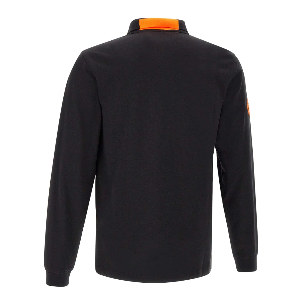 Sun68 Heren Zwarte Polo Shirt met Oranje Details Black Heren
