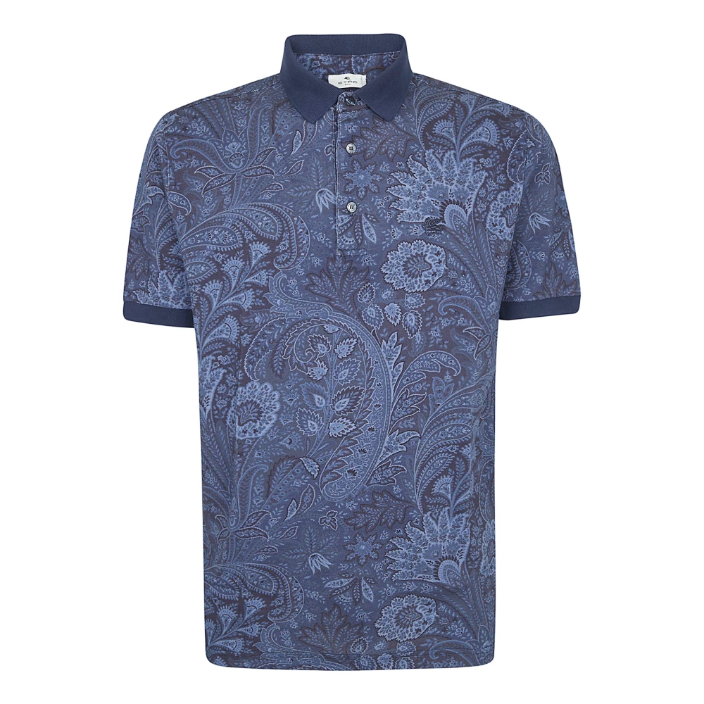 Etro Men's Blue Roma Cotton Piqué Polo - Polo Shirts - L - Tops