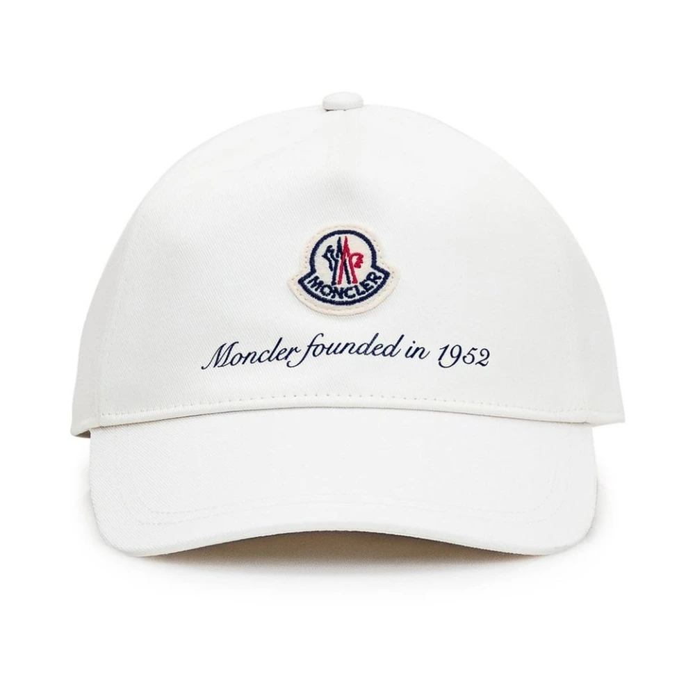 Moncler Katoenen Logo Hoed met gebogen klep White Unisex
