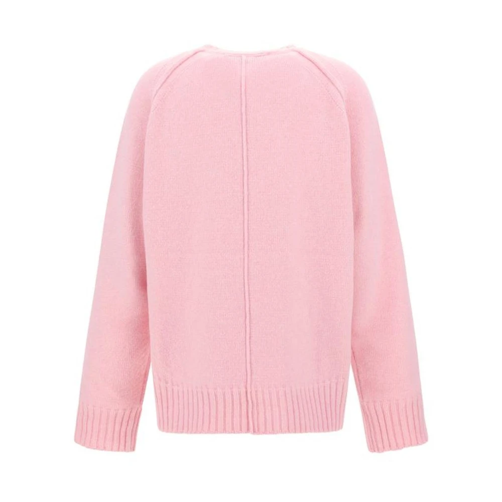 Róhe Monochrome Wollen Trui met Geribbelde Hals Pink Dames