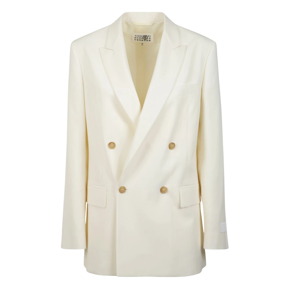 Mm6 Maison Margiela Damen Beige Double-Breasted Blazer