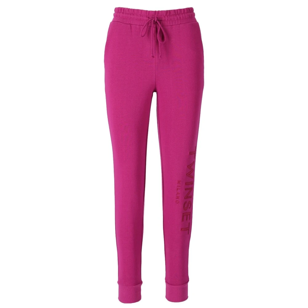 Twinset Women's Purple Sweatpants, Xs, Fuchsia Joggers With Logo