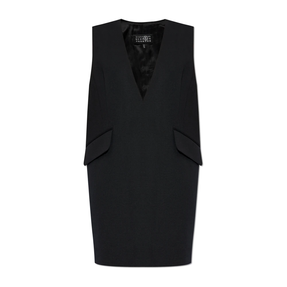 MM6 Maison Margiela V-hals jurk Black Dames