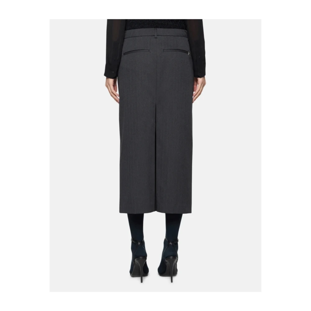 Dondup Wollen en katoenen kokerrok Black Dames