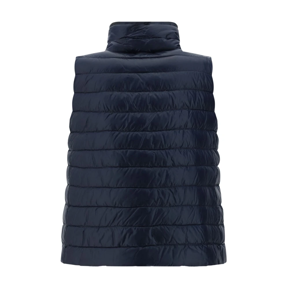 Herno Blauwe Gewatteerde Vest met Trechterhals Blue Dames