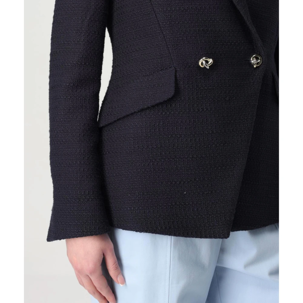 Hugo Boss Tweed Katoenen Blazer Klassieke Pasvorm Blue Dames