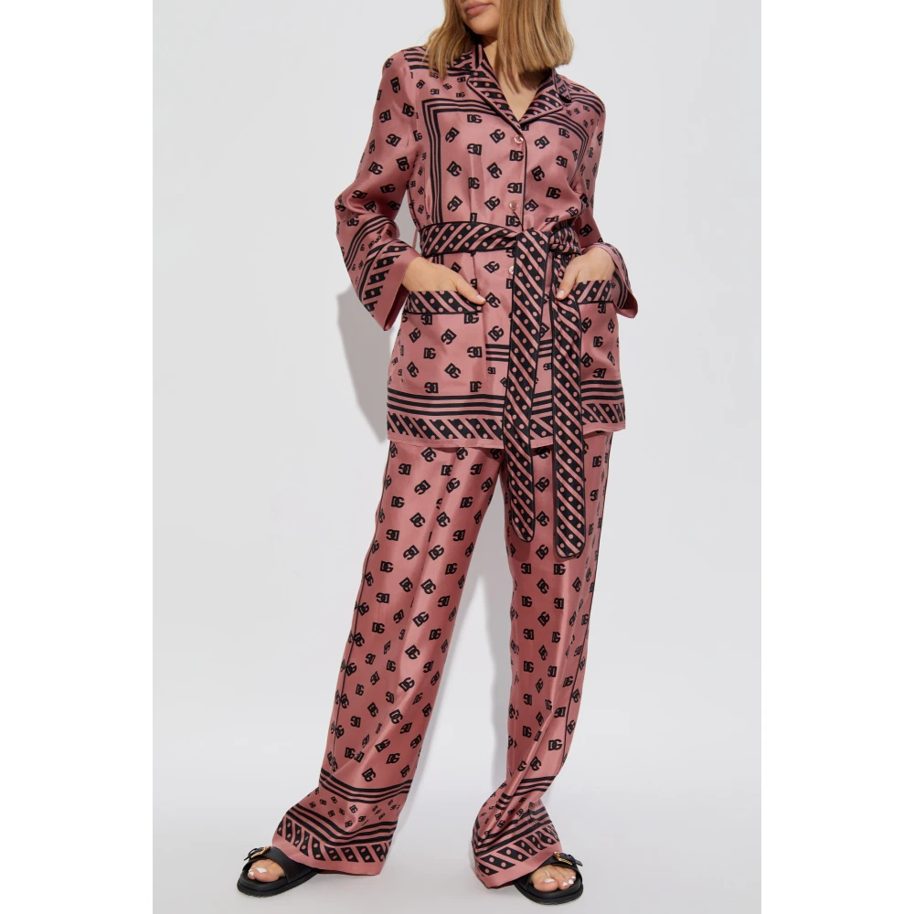 Dolce & Gabbana Zijden shirt met riem Pink Dames