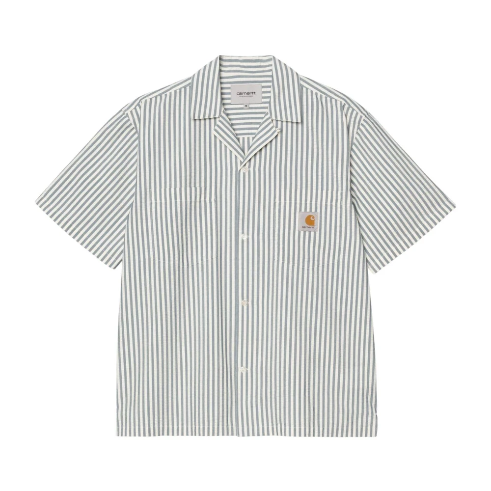 Carhartt Wip Men's White S/S Leavel Stripe Shirt - Short Sleeve Shirts - S - Shirts