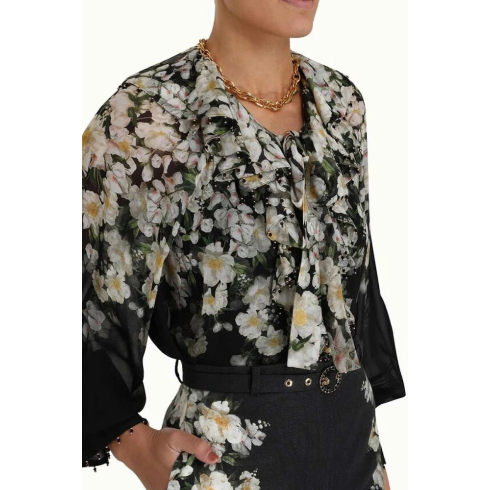 Zimmermann Bloemen Frill Blouse met Kralen Trim Multicolor Dames