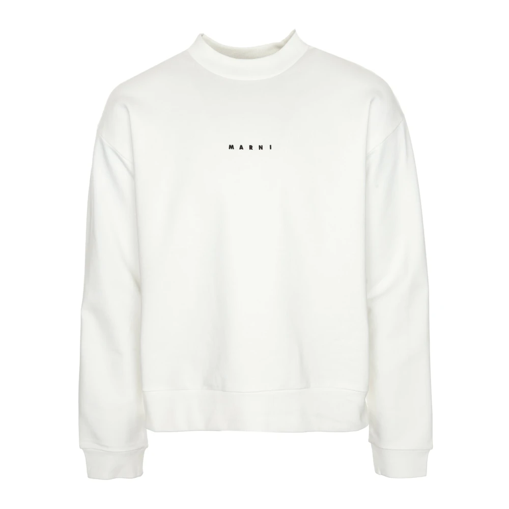 Marni Ronde Hals Sweatshirt met Logo Print White Heren