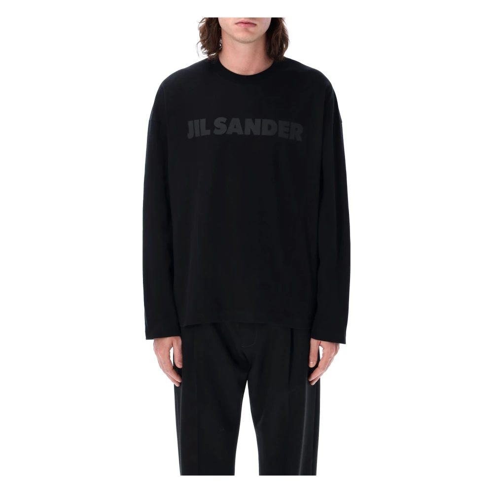 Jil Sander Zwart Logo T-shirt Oversized Stijl Black Heren