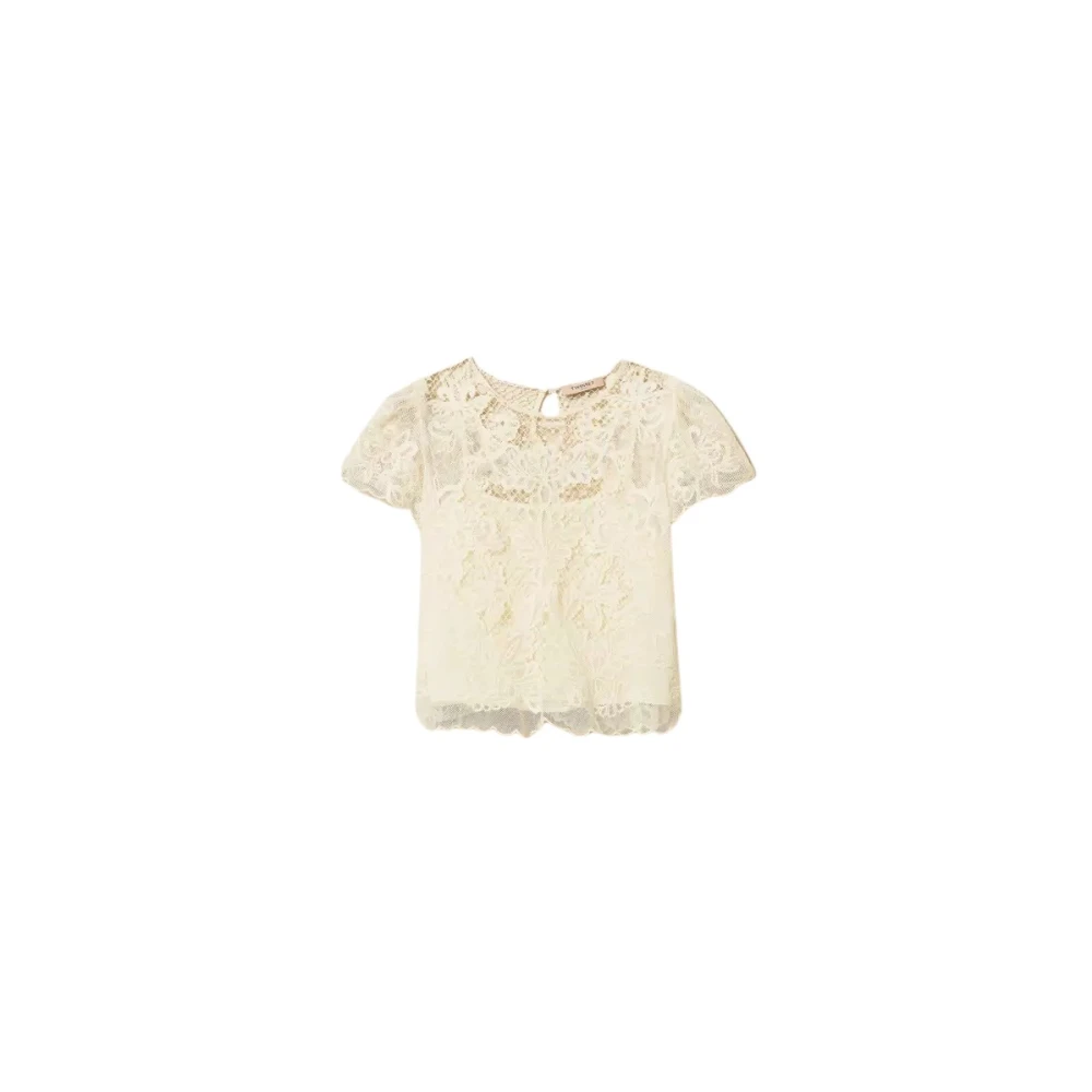 Twinset Women's Beige Blouses, S, Blusa In Mussola Con Ricamo