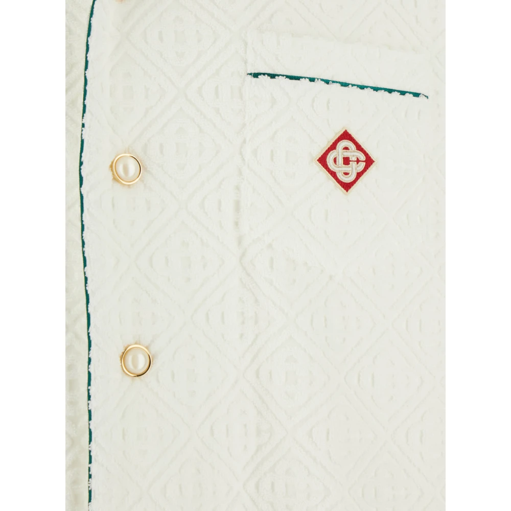 Casablanca Wit Overhemd met Open Kraag en Logo Patch White Heren