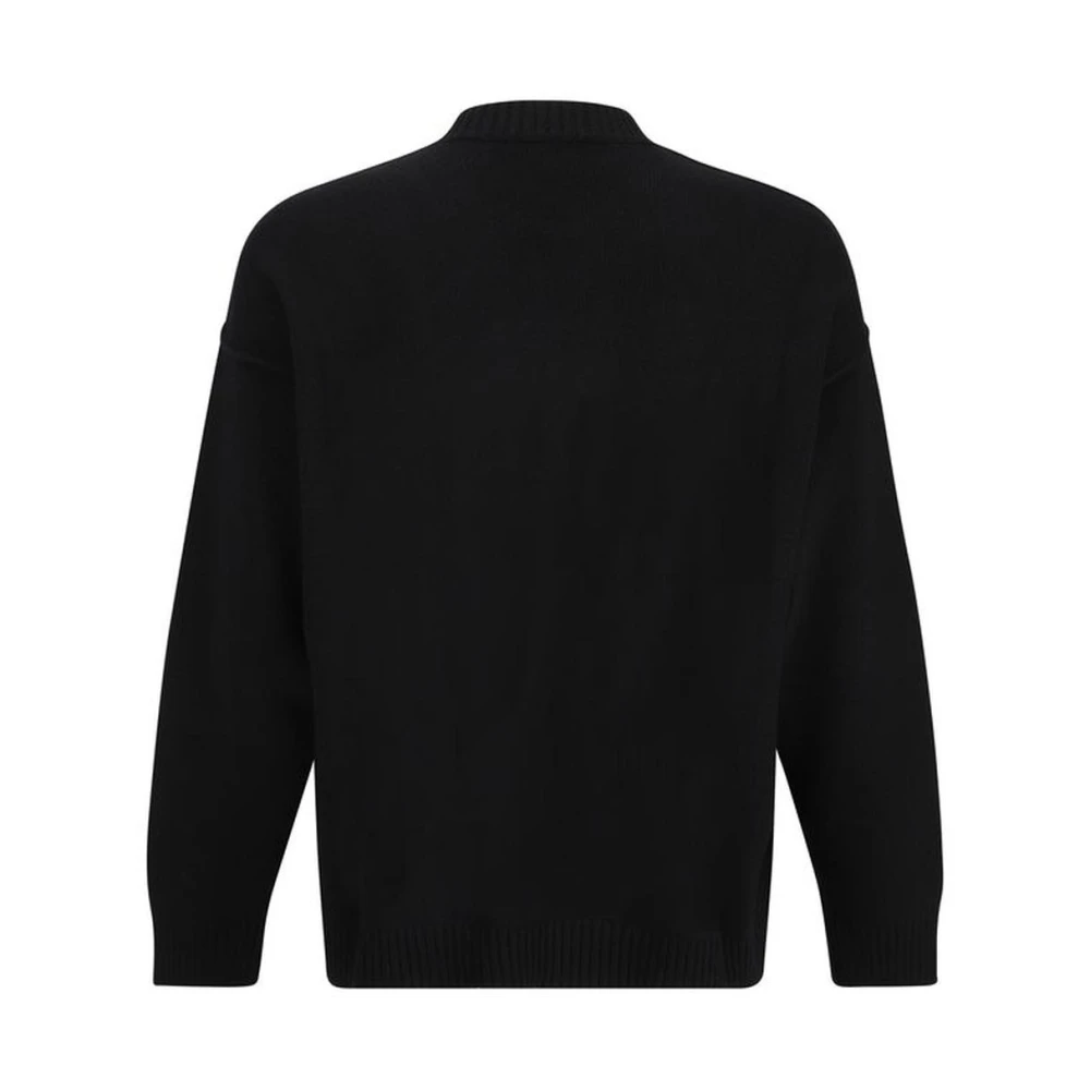 Dolce & Gabbana Monogram Wollen Trui met Geribbelde Hals Black Heren