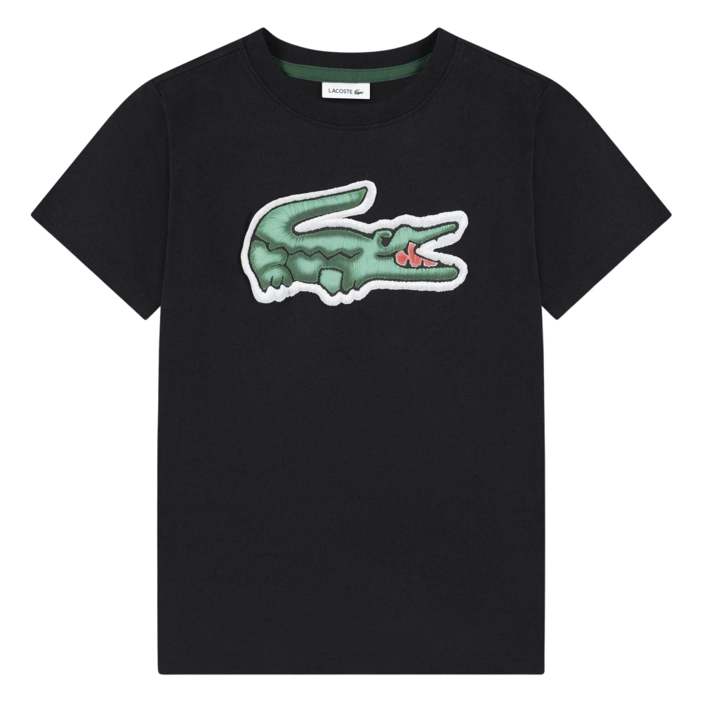 Lacoste Logo T-Shirt - Male - Kids Short Sleeve T-Shirts - Black - 8 Y - Kids