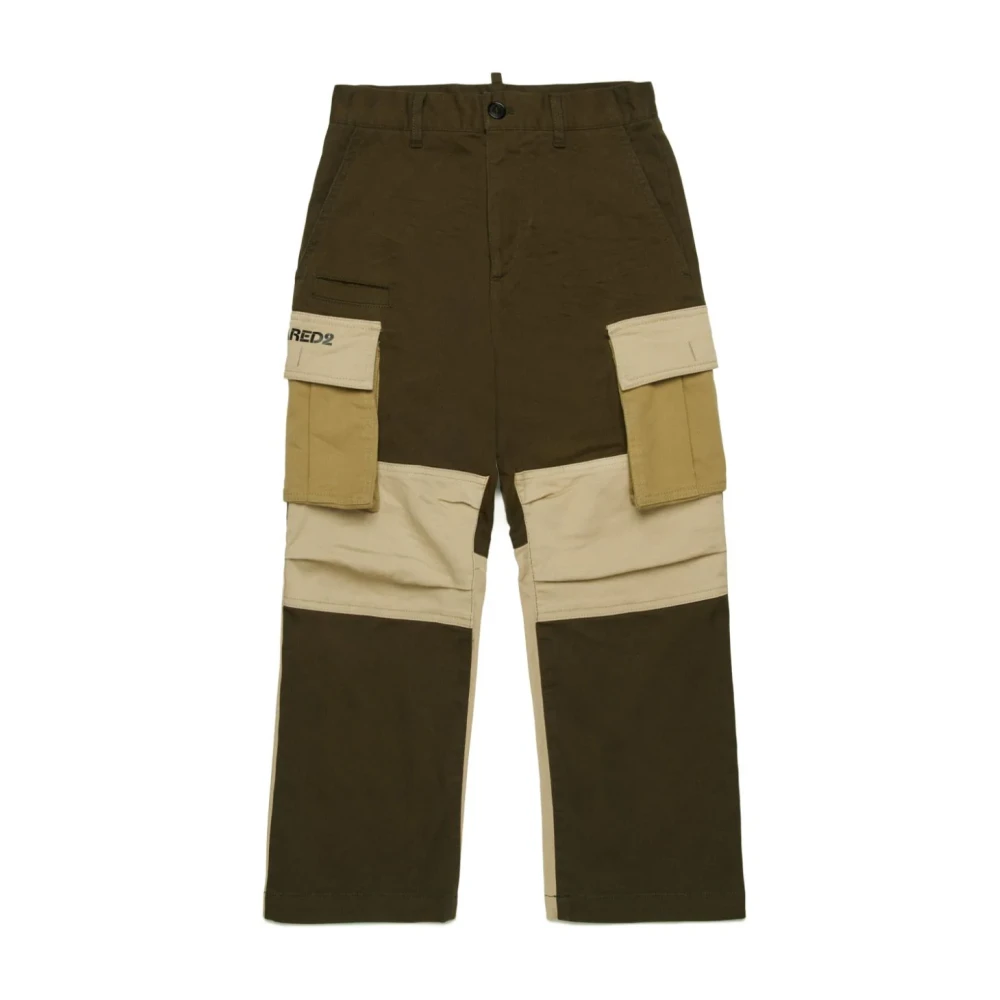 Dsquared2 Unisex Kids Green Trousers, 16 Y, Cargo Color Block Trousers