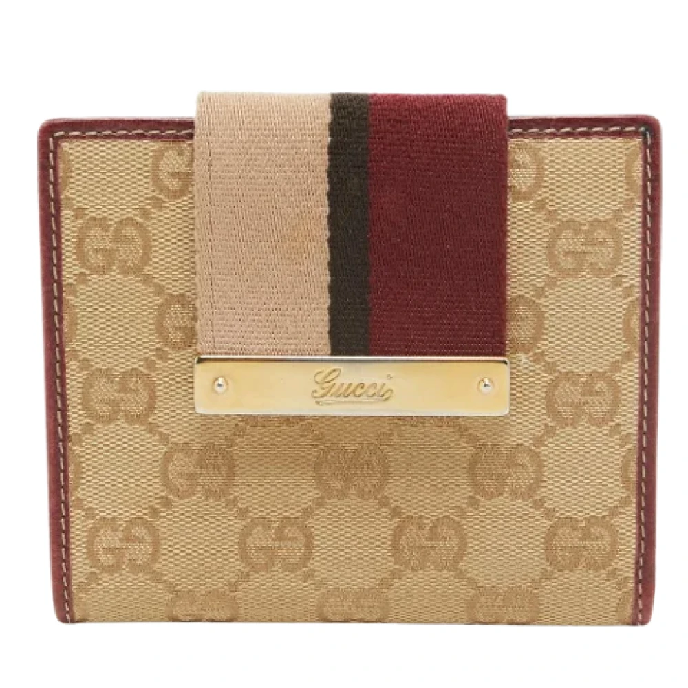 Gucci Vintage Pre-owned Coated canvas wallets Beige Dames