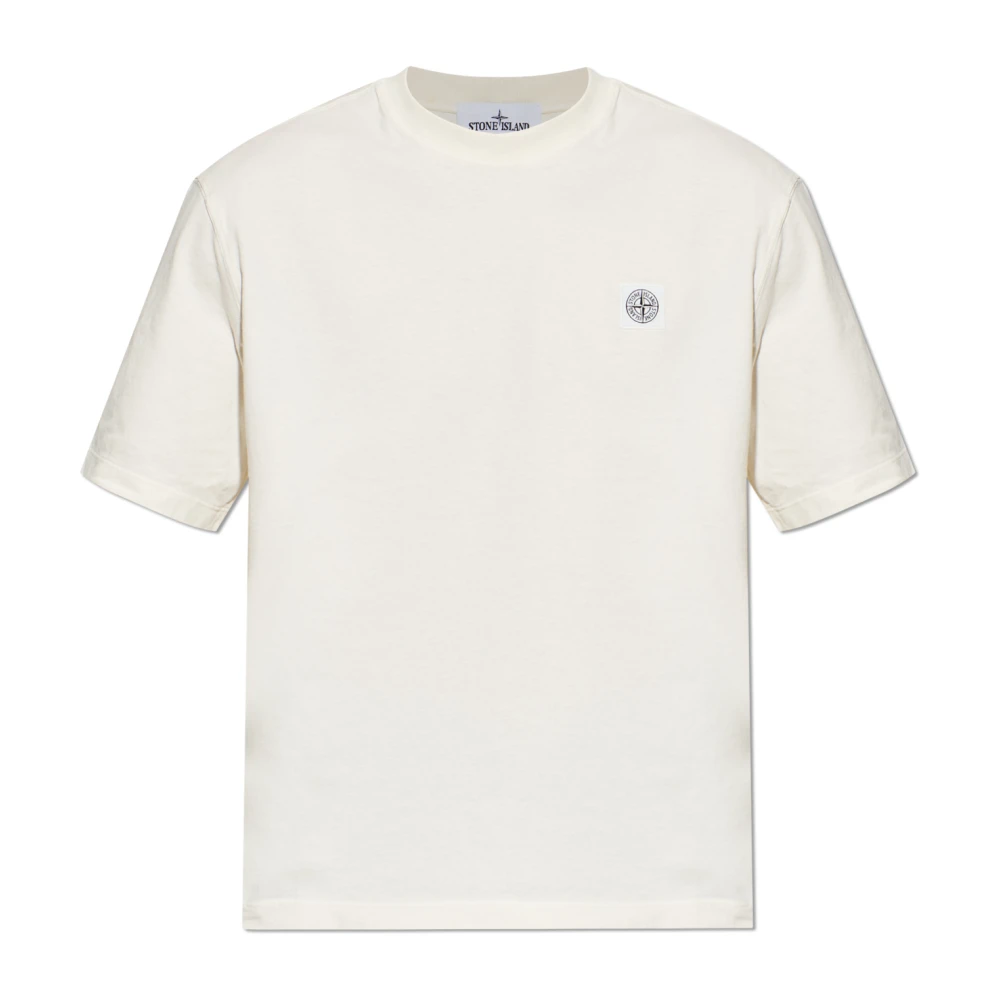 Stone Island Beige T-Shirts, Male, Xl, Logo T-Shirt