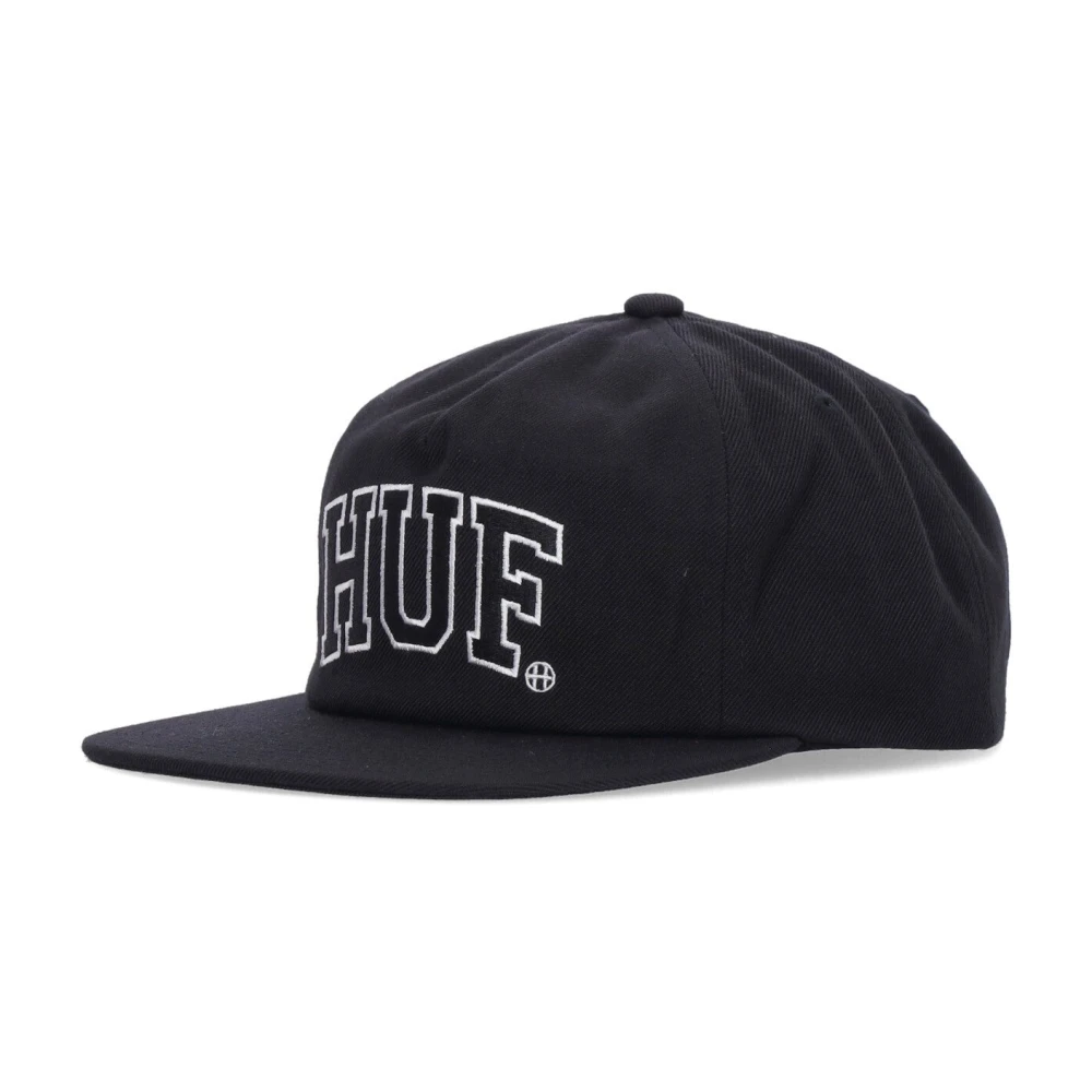 Huf Men's Black Flat Visor Arch Logo Snapback Cap