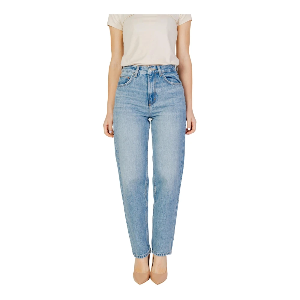 Only Blauwe High Waist Straight Leg Jeans Blue Dames