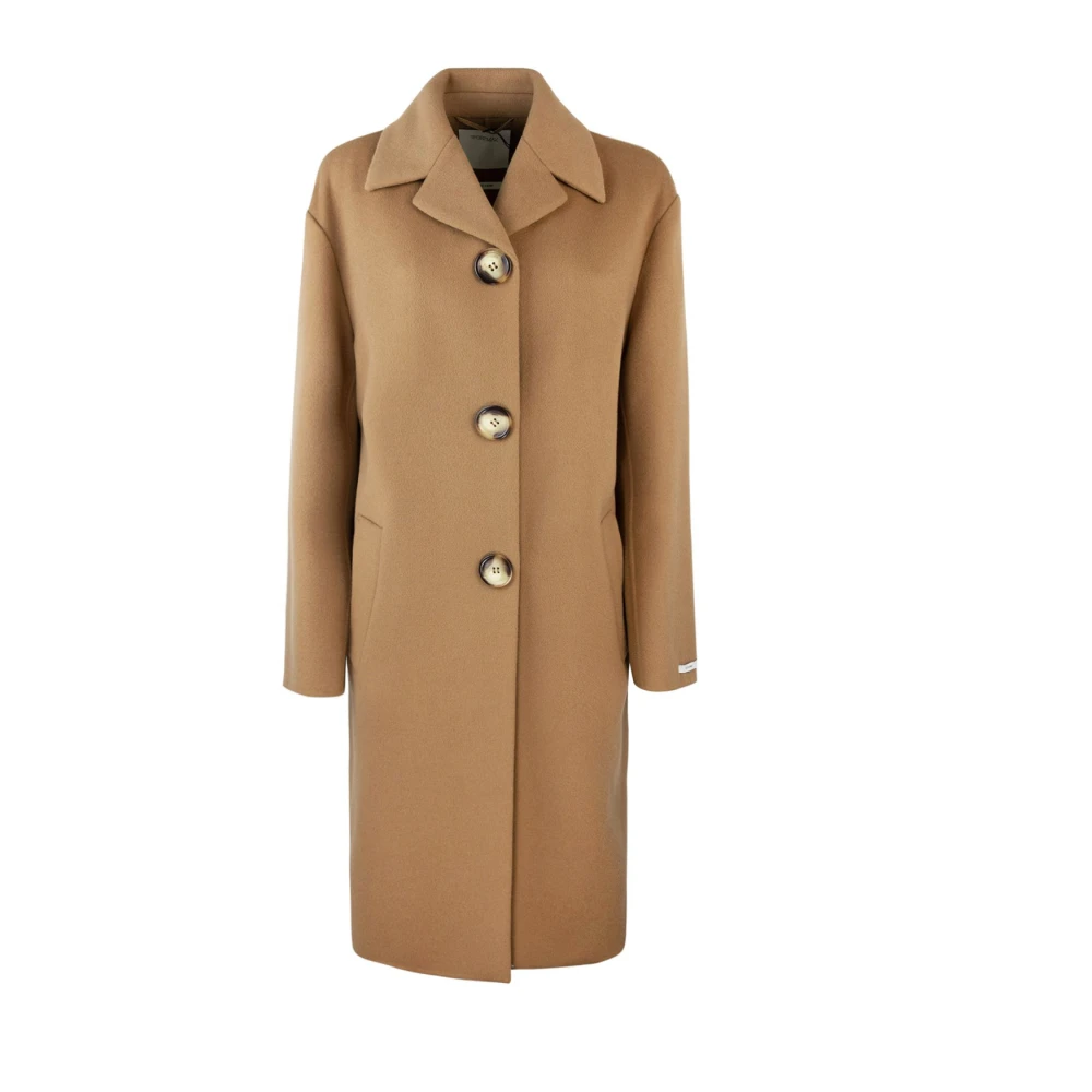 SPORTMAX Bruine Wollen Jas Vrouwen Enkelrij Brown Dames