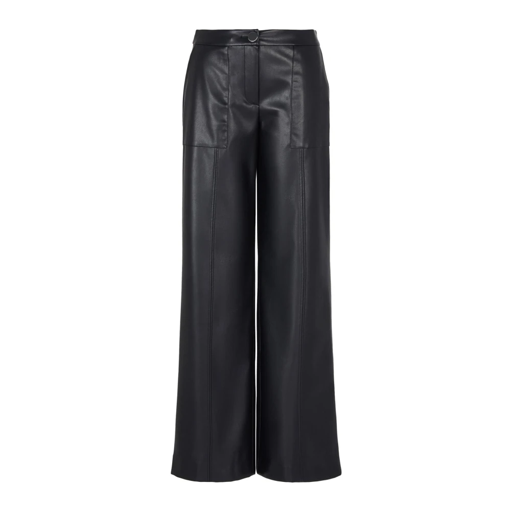 Armani Exchange Broek met satijnen afwerking en wijde pijpen Black Dames