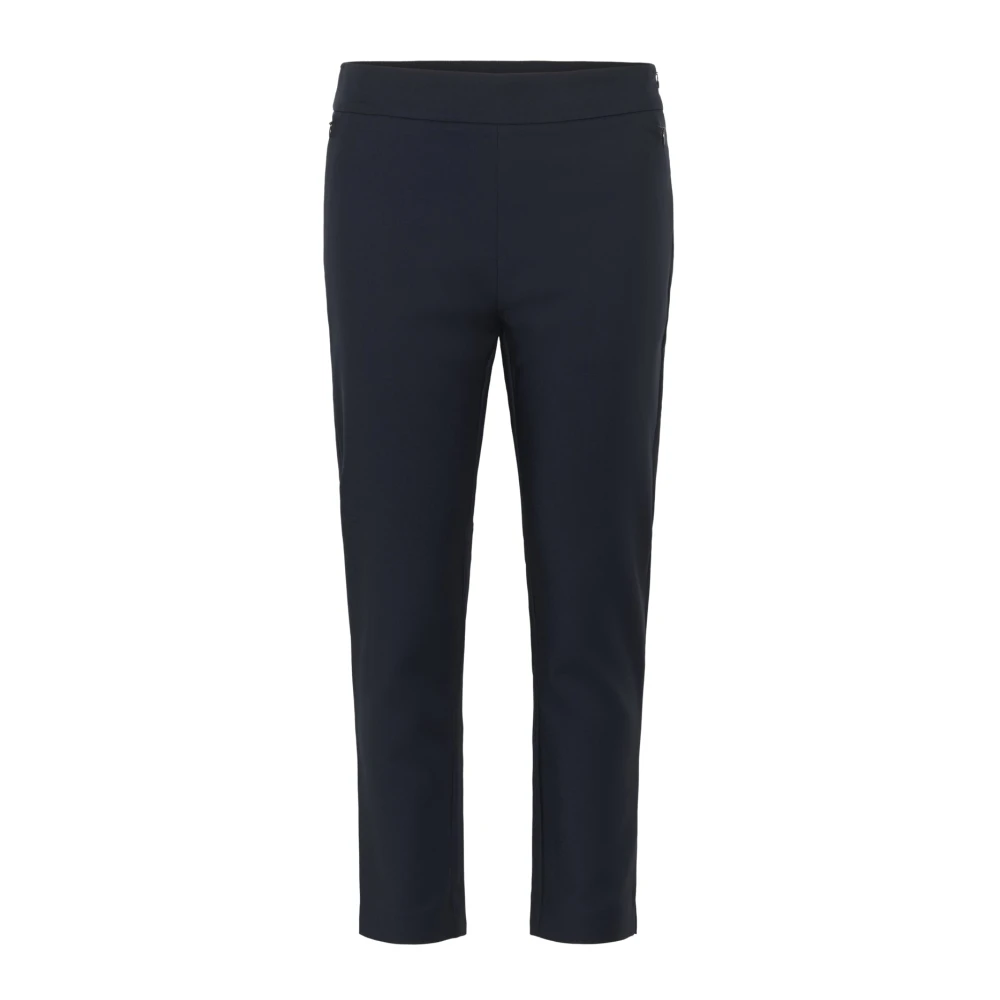 Part Two Women's Blue Slim-Fit Trousers, S, Dark Navy Elastic Waist Cropped Trousers