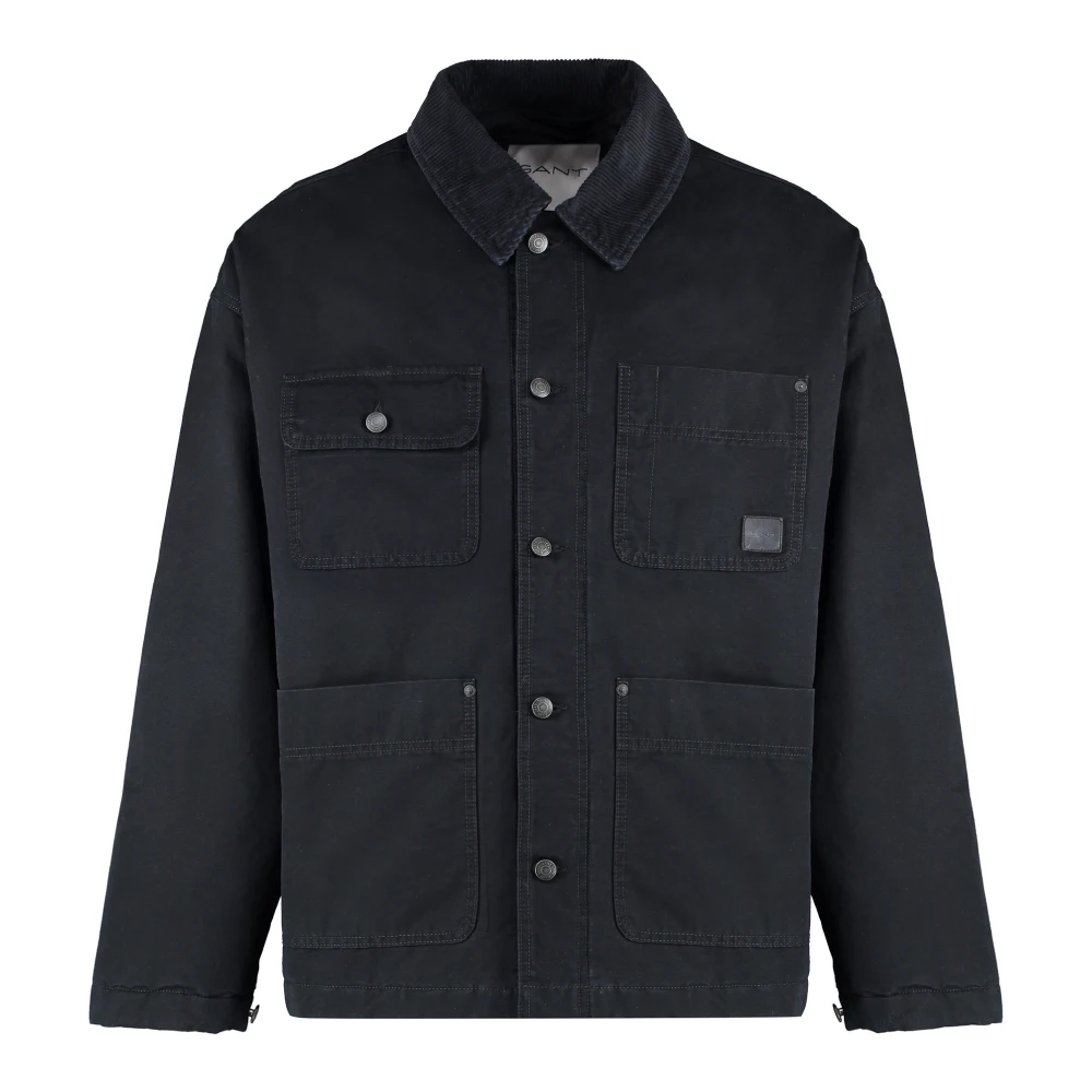 Gant Diamantquiltad vadderad jacka med metallknappar Black, Herr