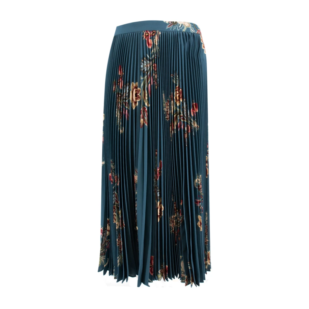Etro Women's Blue Midi Skirts, Xs, Floral Pleated Midi Skirt