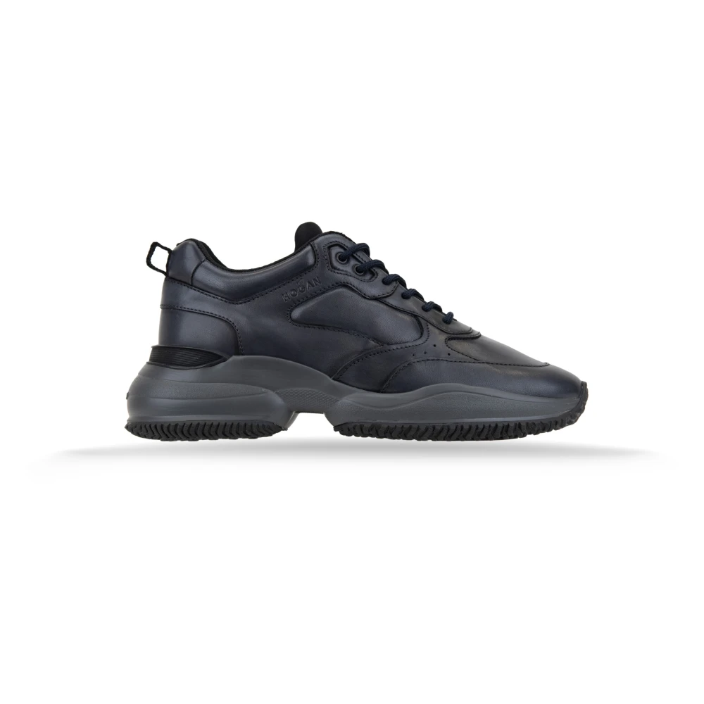 Hogan Leren Vetersneakers Heren Schoenen Zwart