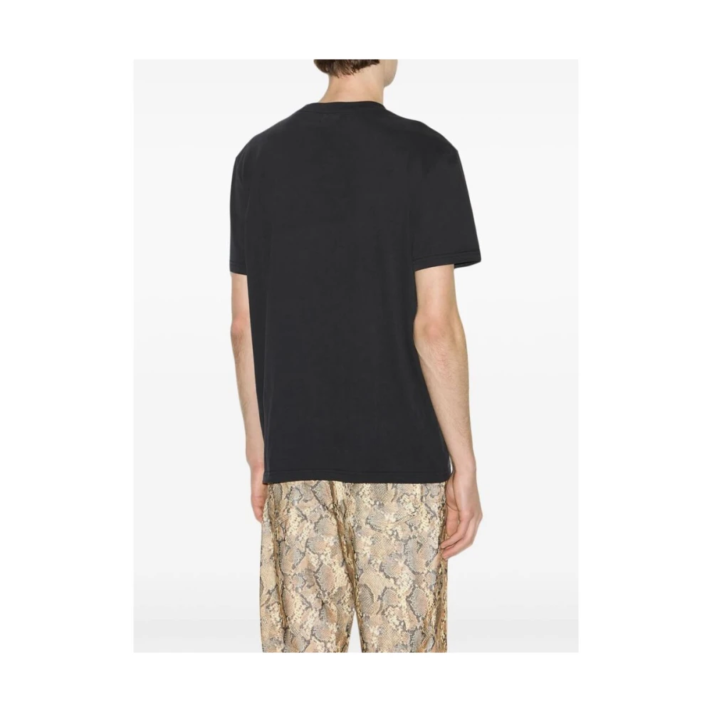 Isabel marant Zwarte Katoenen Logo Geborduurd T-shirt Black Heren
