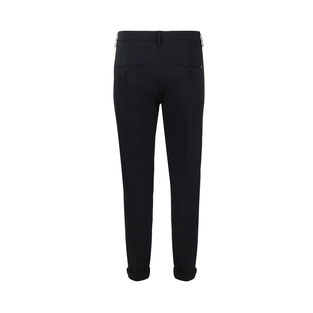 Dondup Zwarte Wol Slim Fit Broek Rits Sluiting Black Heren