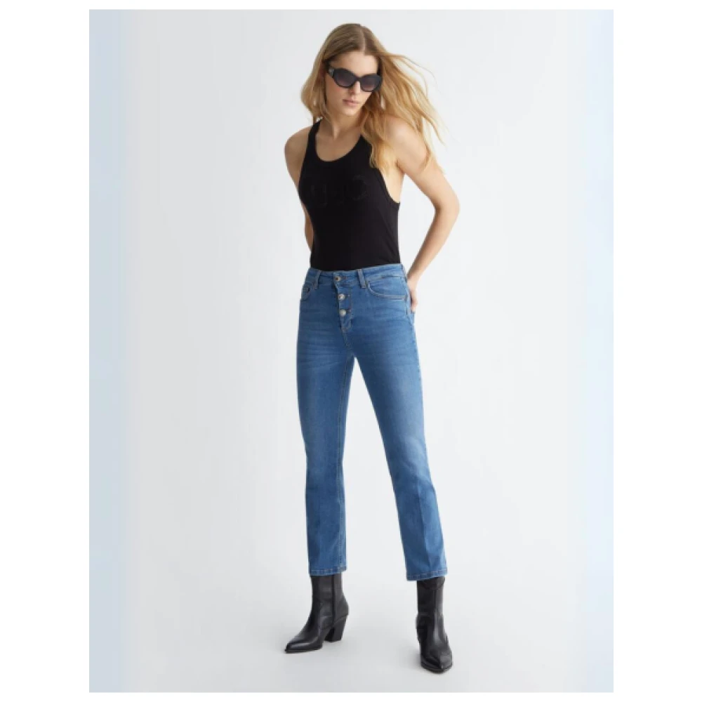 Liu Jo Hoge Taille Crop Flare Jeans Blue Dames