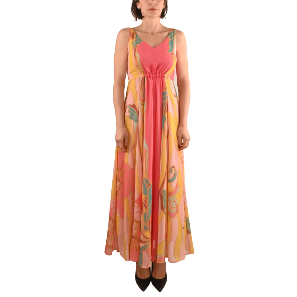 Pennyblack Georgette Lange Jurk met V-Hals Multicolor Dames