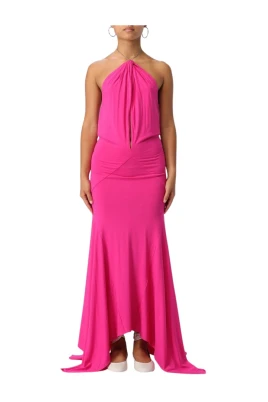 Fuchsia Jersey Halter Klänning