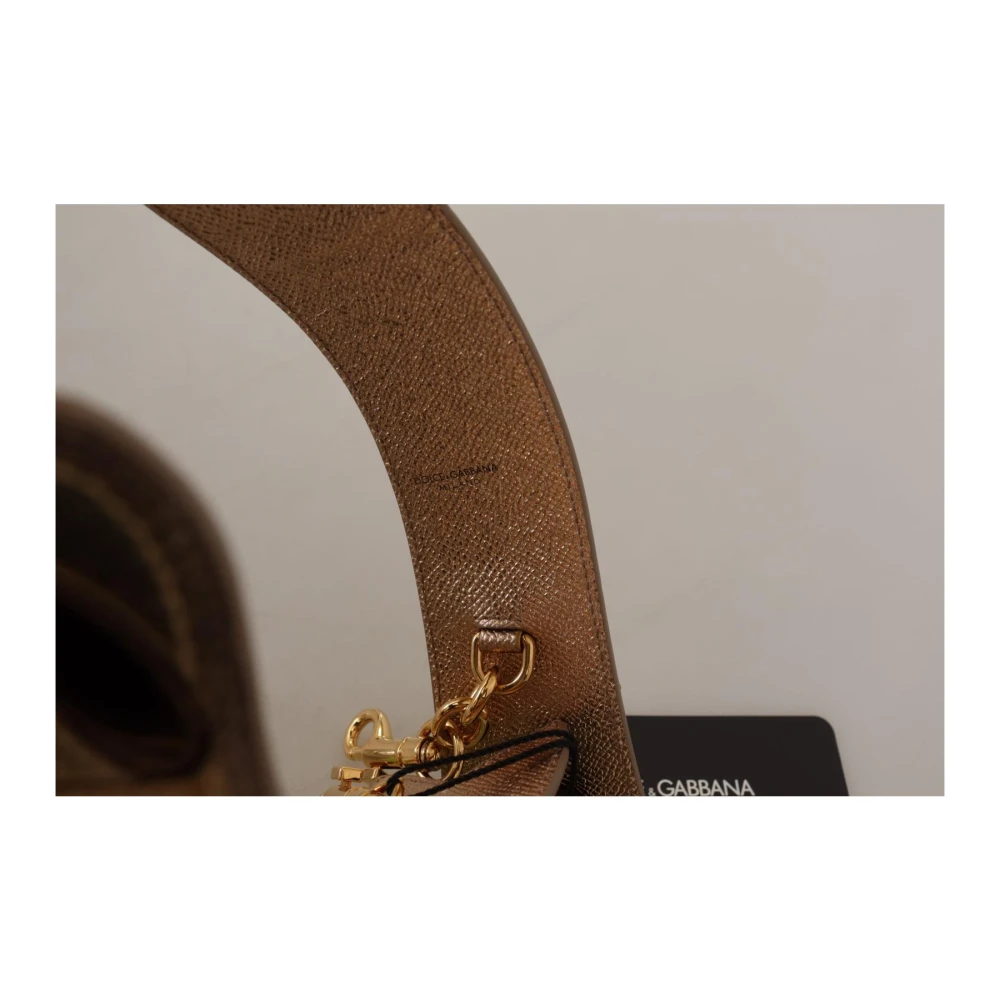 Dolce & Gabbana Gouden Leren Love Patch Tasriem Yellow Dames
