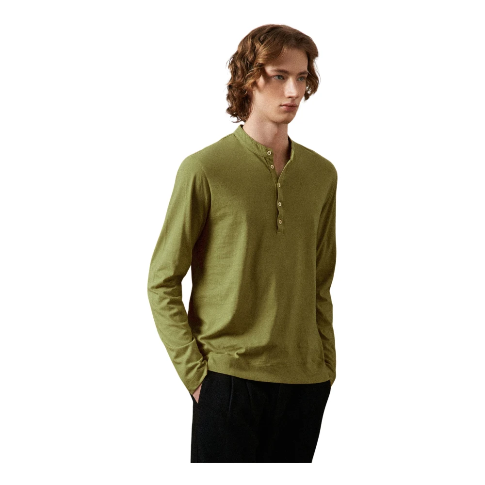 Massimo Alba Katoen Kasjmier Henley Jersey Green Heren