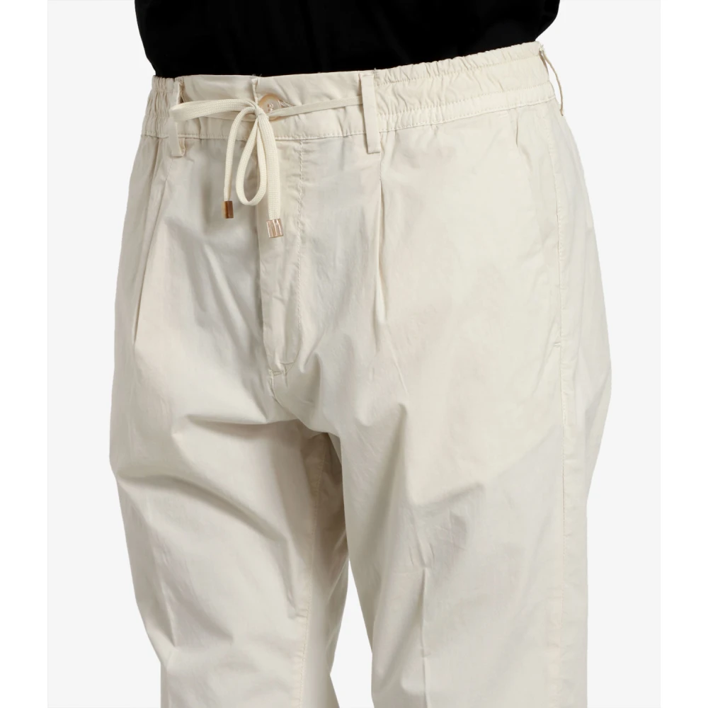 Cruna Beige Katoenen Broek met Elastische Tailleband Beige Heren