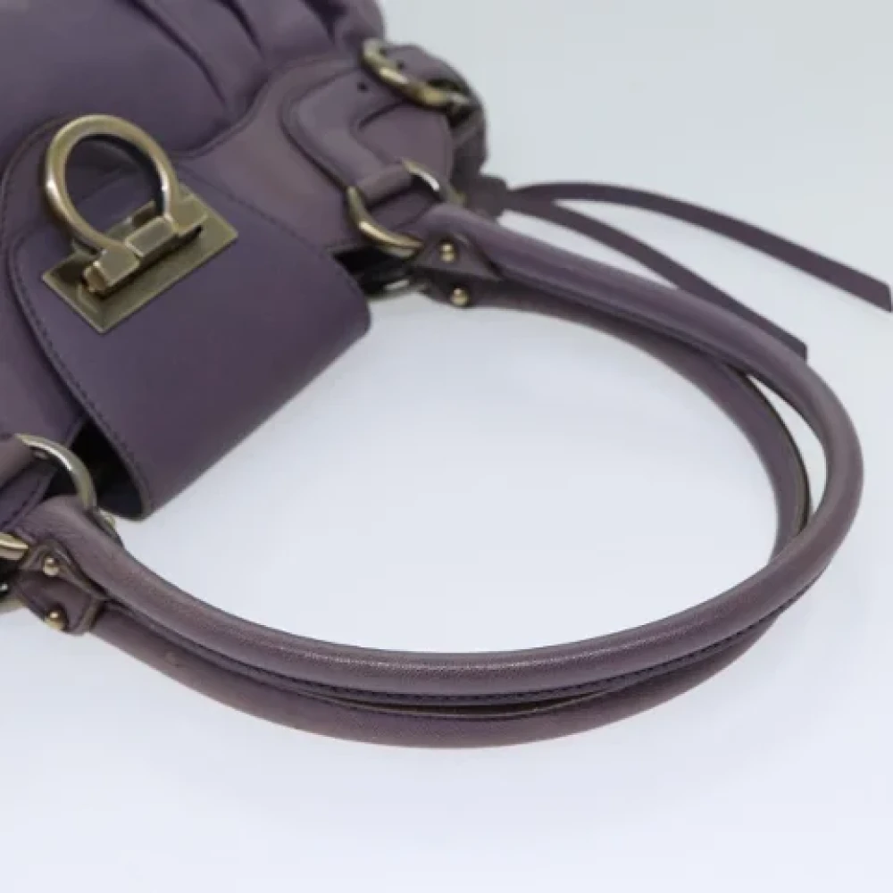 Salvatore Ferragamo Pre-owned Leather shoulder-bags Purple Dames