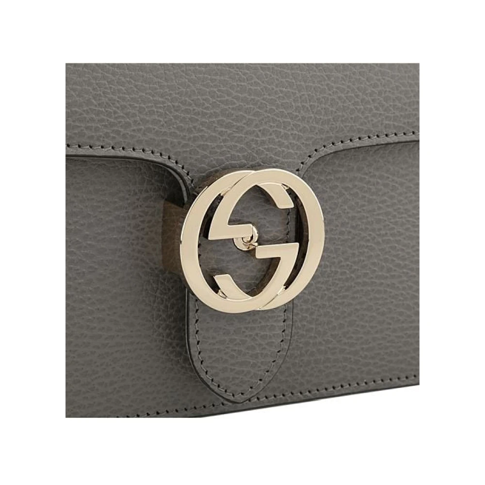 Gucci Grijze Leren Dames Handtas met Kettingriem Gray Dames