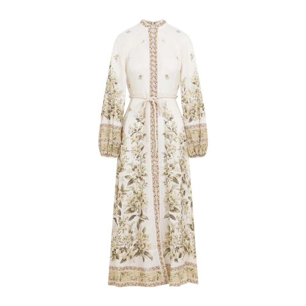 Zimmermann Bloemen Midi Jurk met Knopen Beige Dames