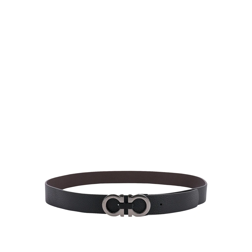 Ferragamo , Belts, Male, Black, 90 Cm, Black Belts With Reversible Iconic Buckle